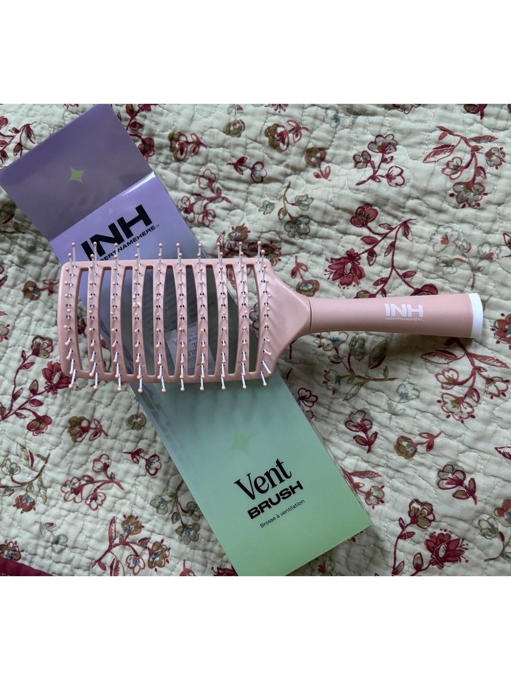 INH Pink Vent Brush with No Slip Handle